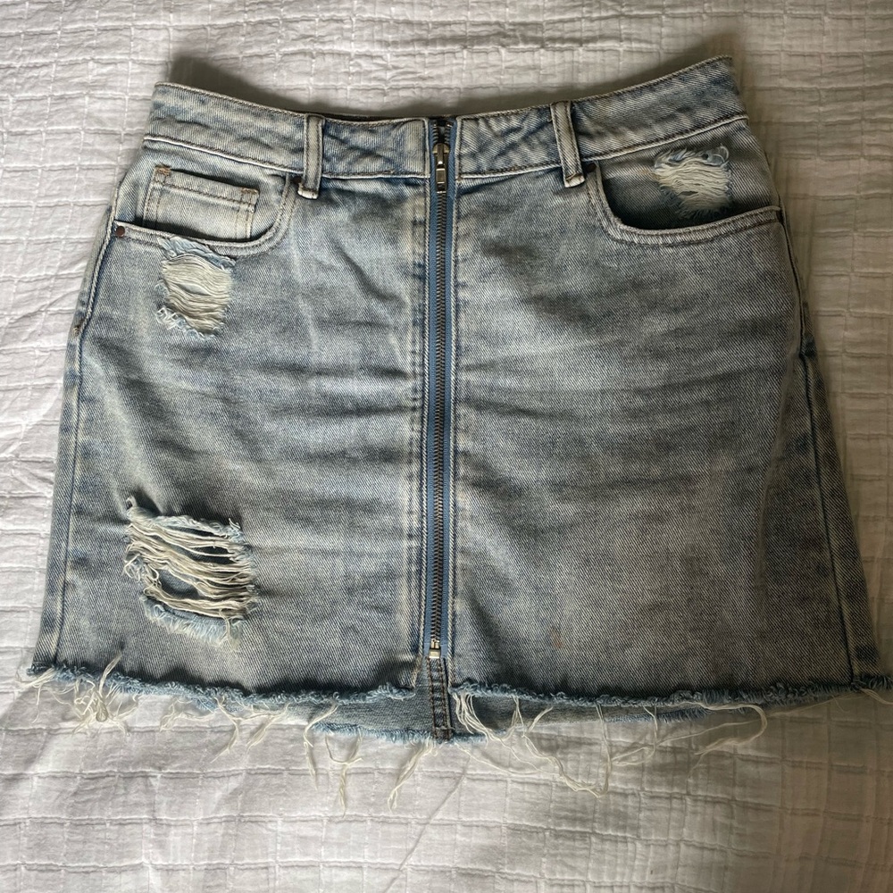 Jean skirt with full zipper
